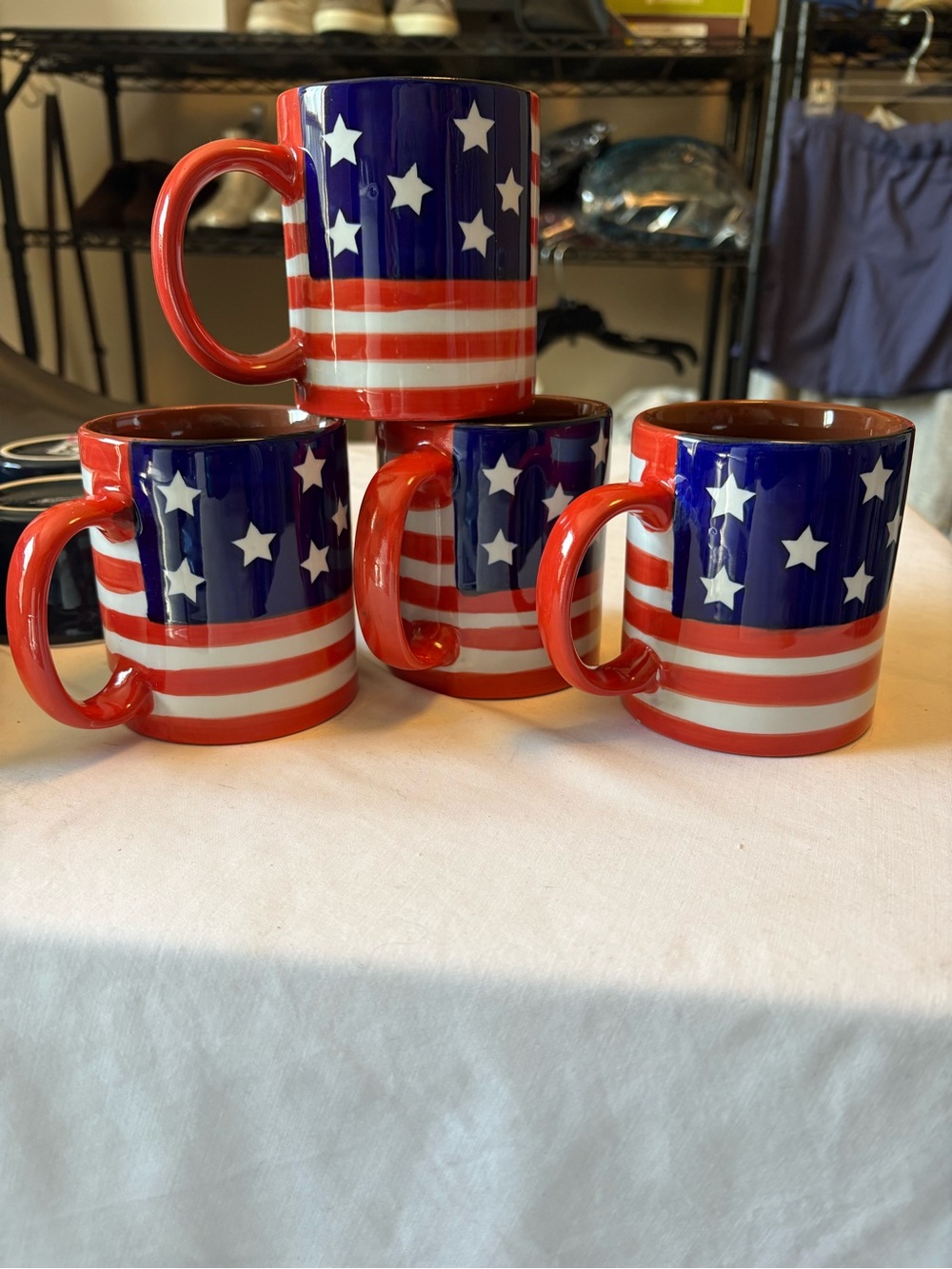 Lillian Vernon by Hong Lang Set of 4 Ceramic Flag Coffee Mug -